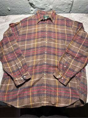 Hunt Club Vintage 90s Earth Tone Plaid Flannel Shirt